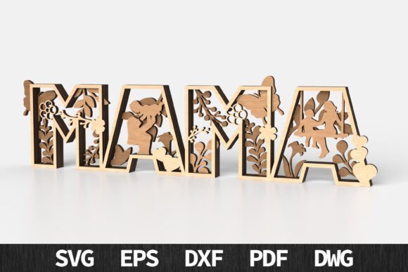 Letrero Con La Palabra Mama Con Escena De Mama E Hijos Creativo Digital